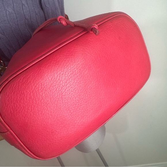 Vintage Hot Pink Genuine Leather Shoulder Bucket Hobo Bag - Picture 4 of 8